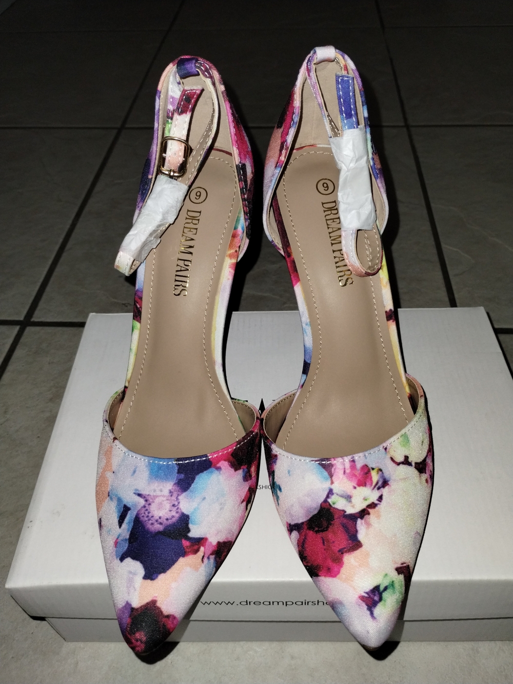 Dream Pairs Floral Pointed Toe Slingback Heels - Multicolor